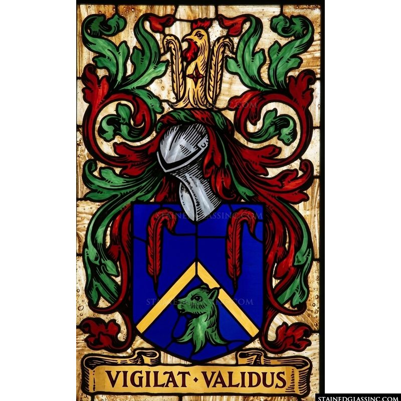 Heraldic Crest with Rooster and Motto