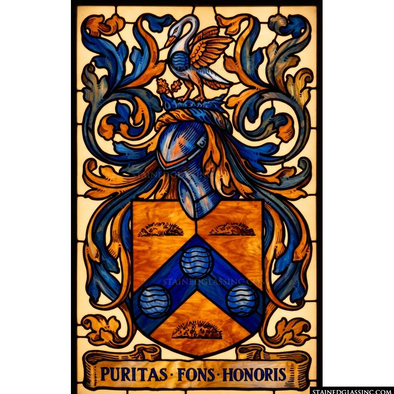 Heraldic Crest with Swan and Latin Motto