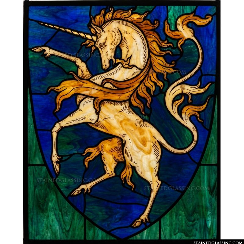 Rampant Unicorn in Cobalt and Gold