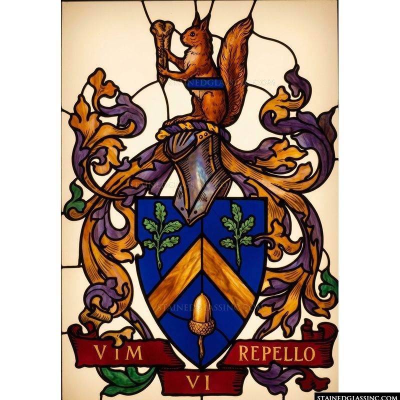 Heraldic Squirrel with Acorn Crest
