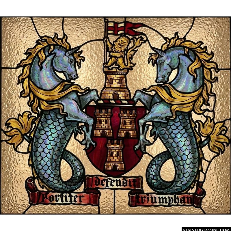 Heraldic Coat of Arms with Sea Unicorns