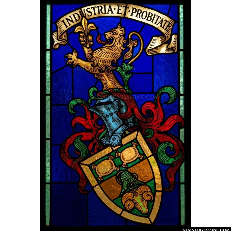 Heraldic Coat of Arms with Lion and Ram