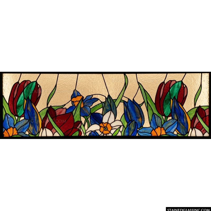 Spring Tulips and Daffodils Floral Garden