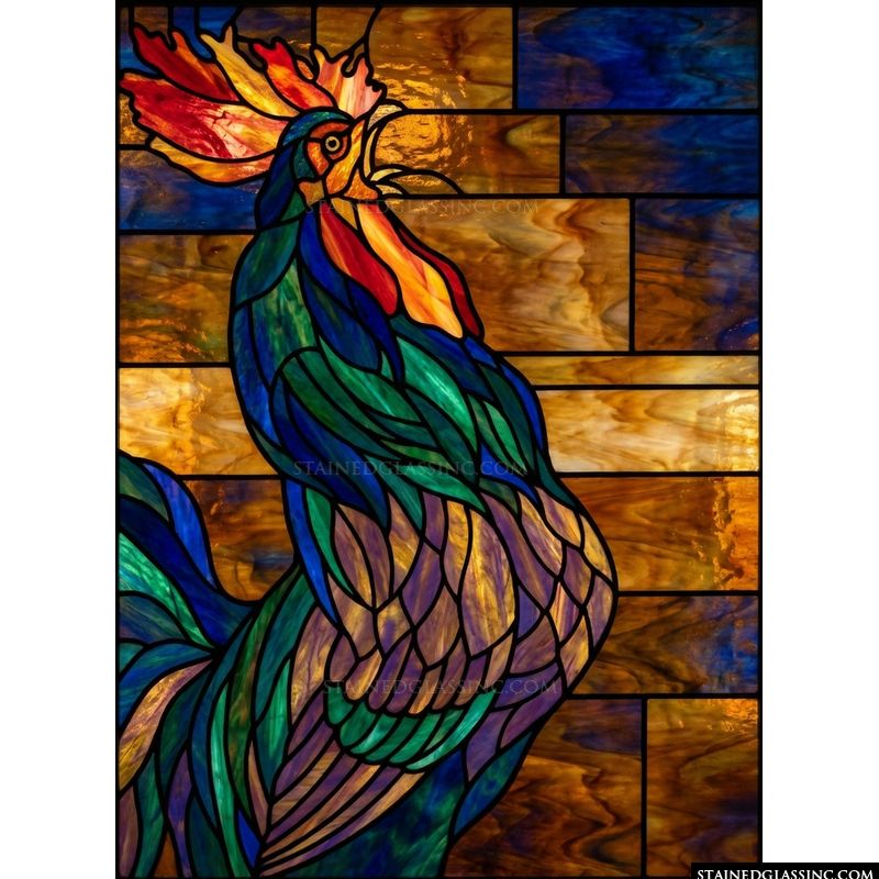 Vibrant Stained Glass Rooster