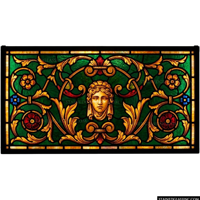 Classical Woman Portrait with Ornate Foliage