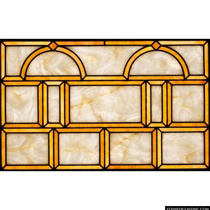 Geometric Amber and Cream Grid