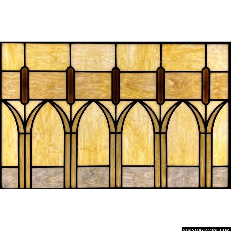 Stylized Cattails as Gothic Arches in Warm Amber