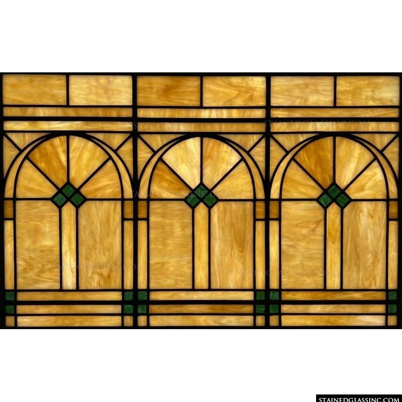 Triple Arched Geometric Pattern in Amber and Emerald