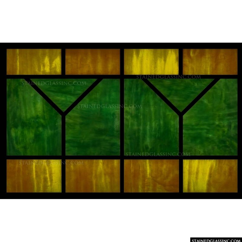 Abstract Geometric Tiles in Forest Green and Amber