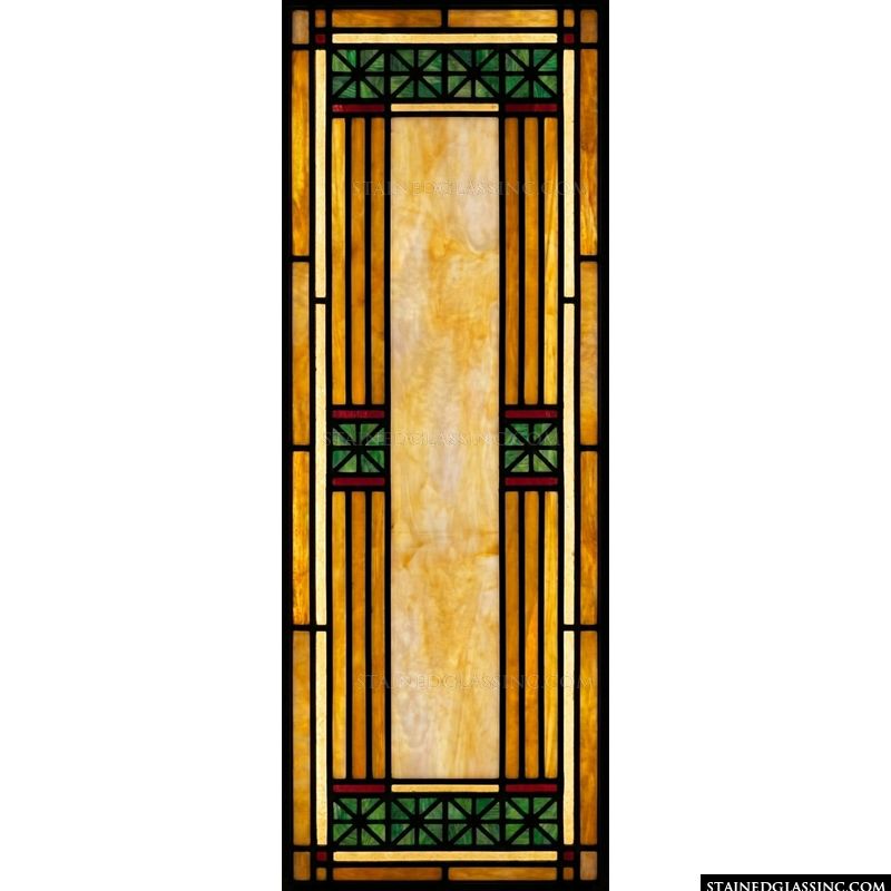 Prairie School Amber and Green Geometric