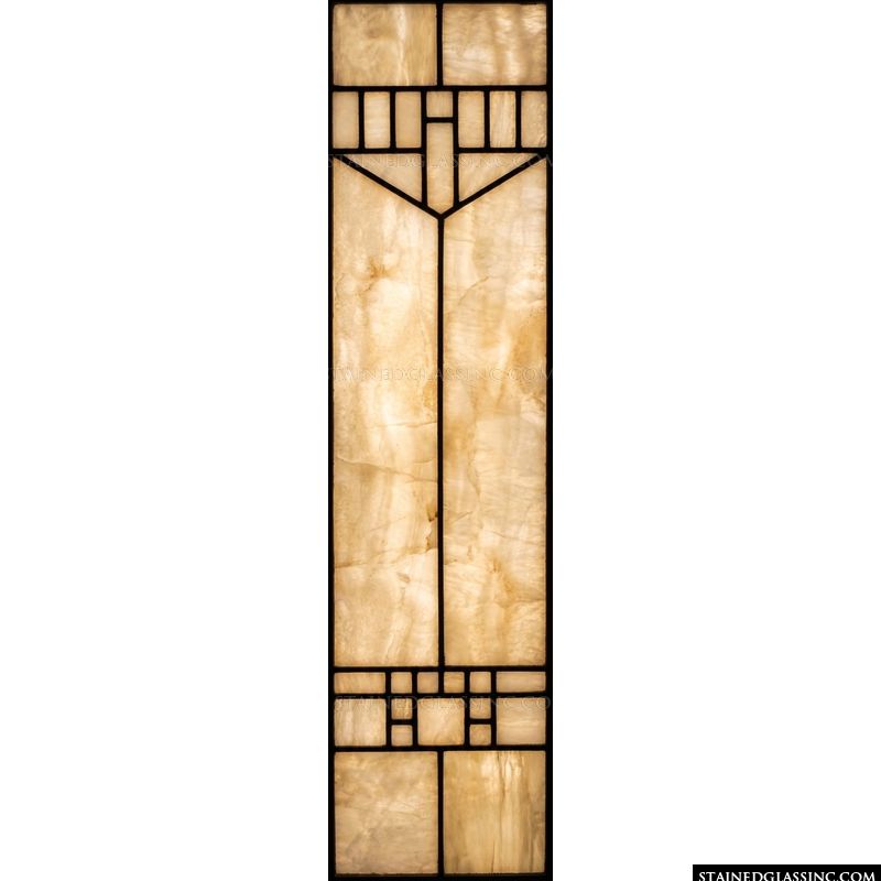 Prairie School Abstract in Amber and Cream