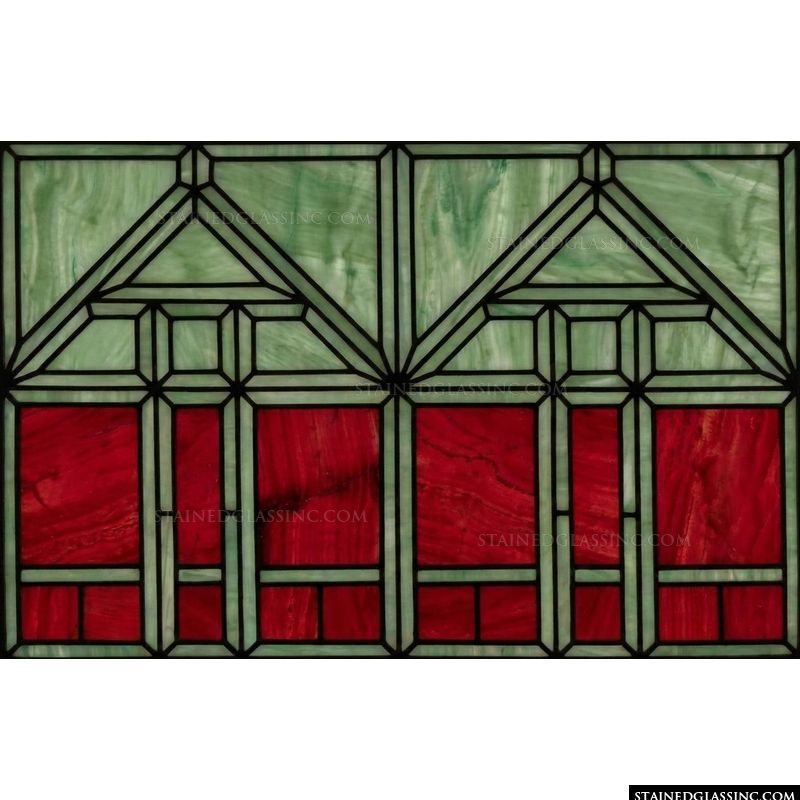 Geometric Gable Pattern in Crimson and Mint