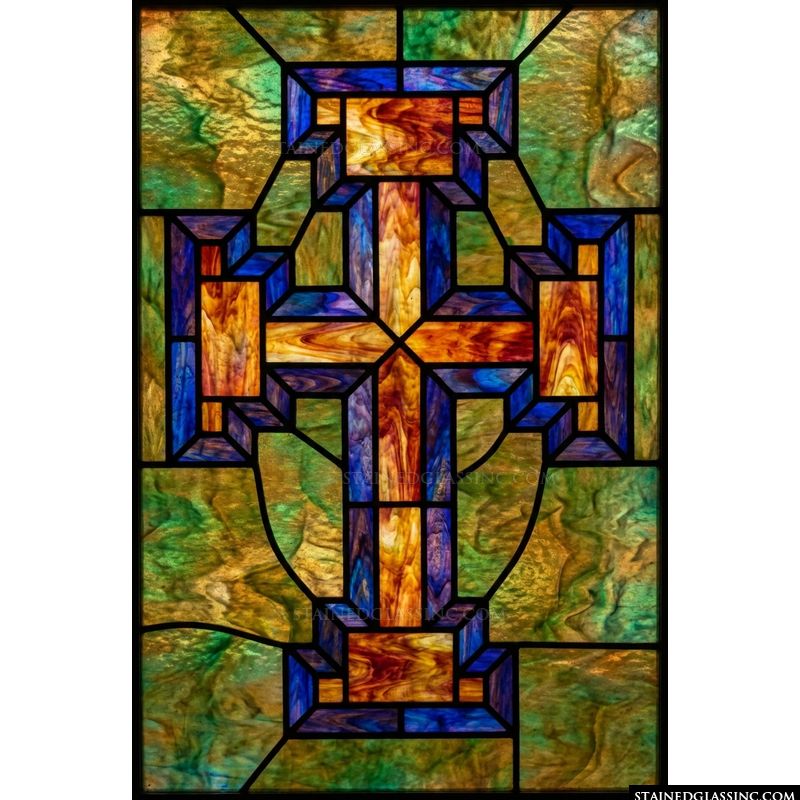 Geometric Cross in Amber and Cobalt