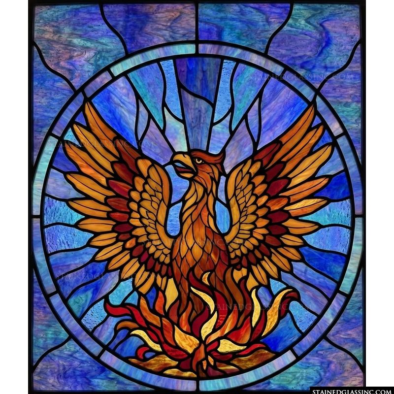 Rising Phoenix in Blue and Gold