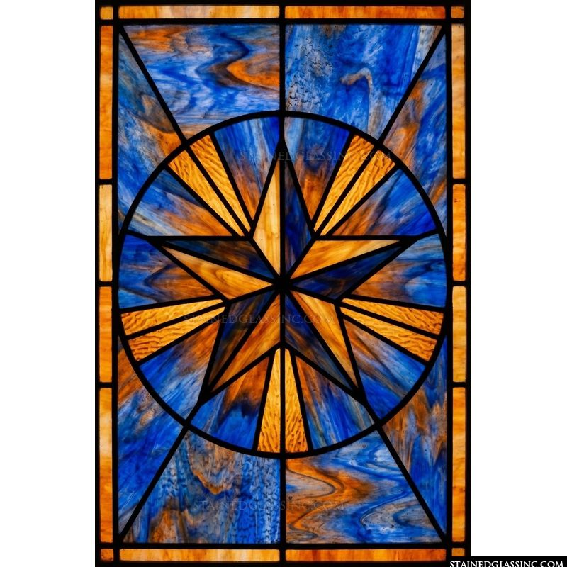 Radiant Five-Pointed Star in Cobalt and Amber