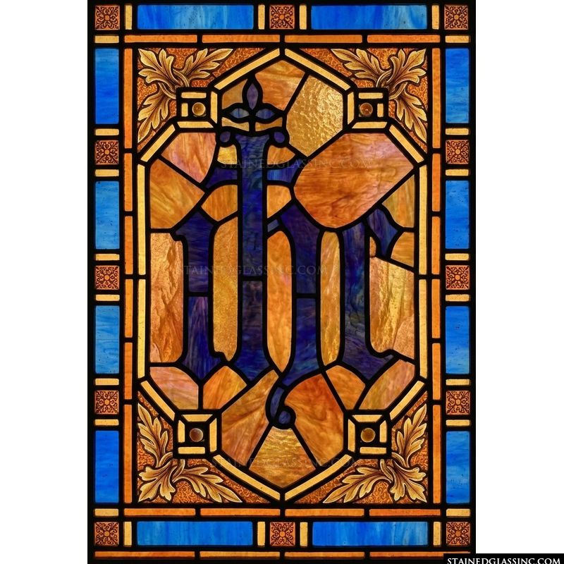 Sacred IHS Monogram in Cobalt and Amber