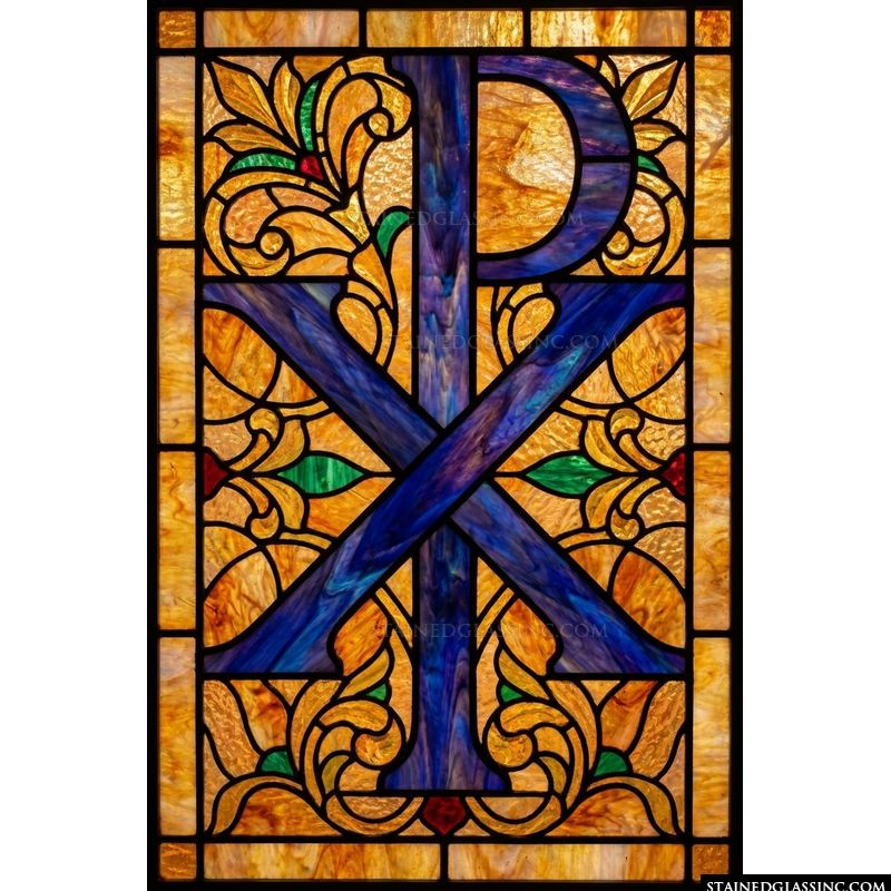 Chi Rho Monogram in Cobalt and Amber