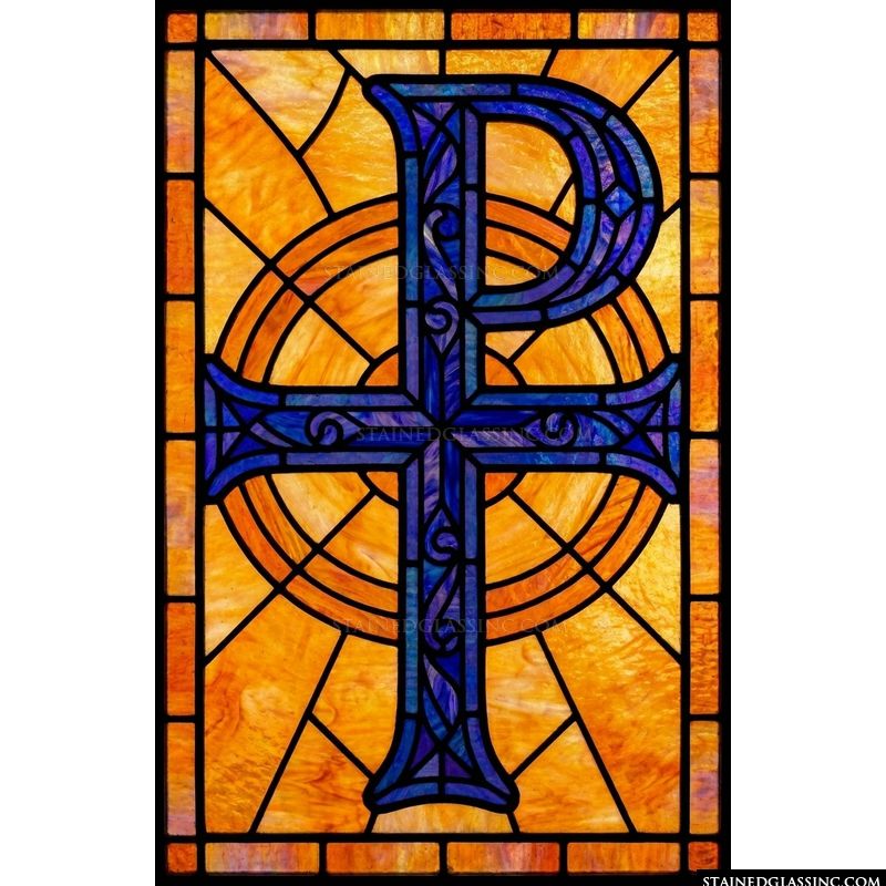 Chi Rho Symbol in Cobalt and Amber