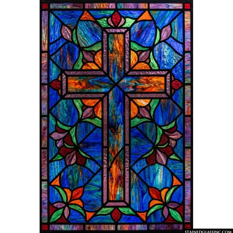 Luminous Cross with Floral Accents