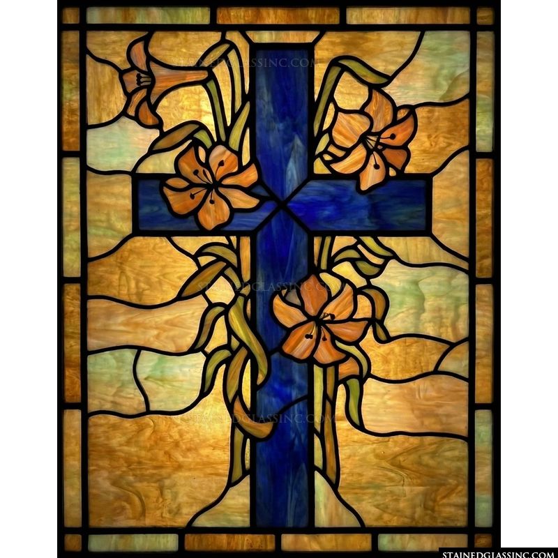 Cross with Golden Lilies