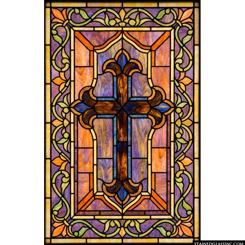 Ornate Cross with Floral Scrollwork