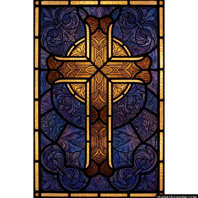 Ornate Golden Cross on Deep Violet