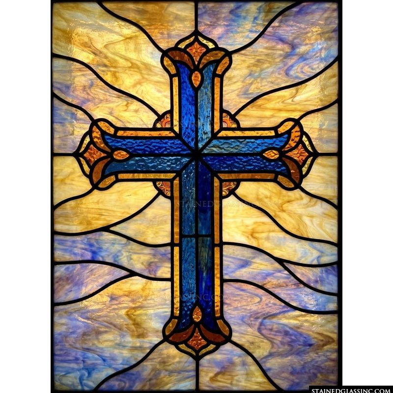 Radiant Cross in Cobalt and Gold