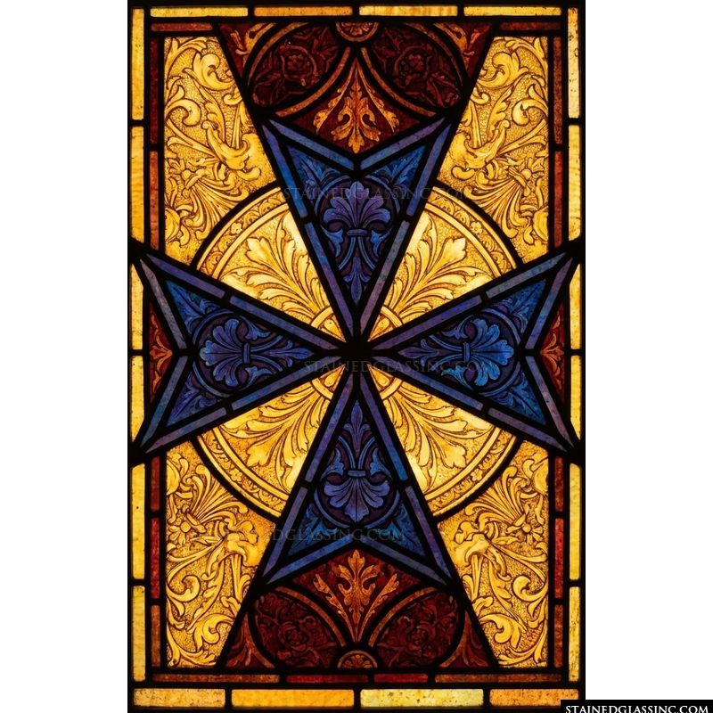 Maltese Cross in Gold and Cobalt