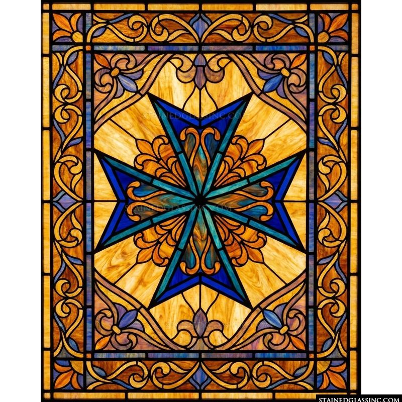 Maltese Cross in Amber and Cobalt