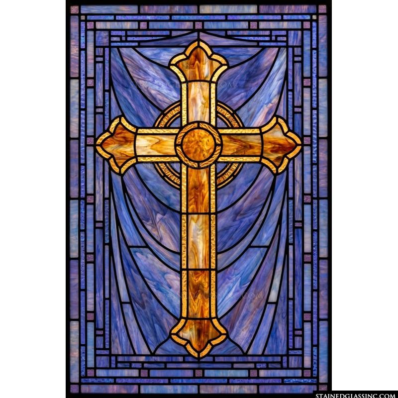 Golden Cross on Deep Blue