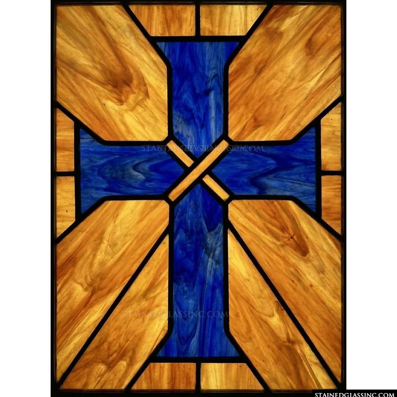 Cobalt Cross with Amber Geometric Radiance