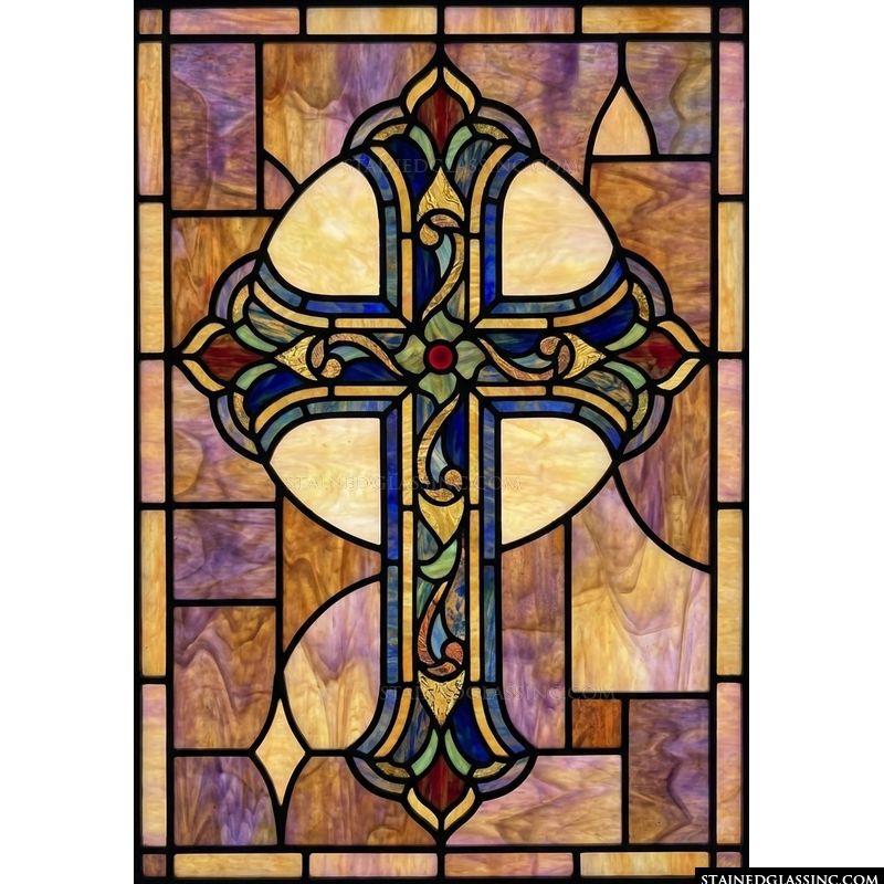 Ornate Cross with Floral Scrollwork