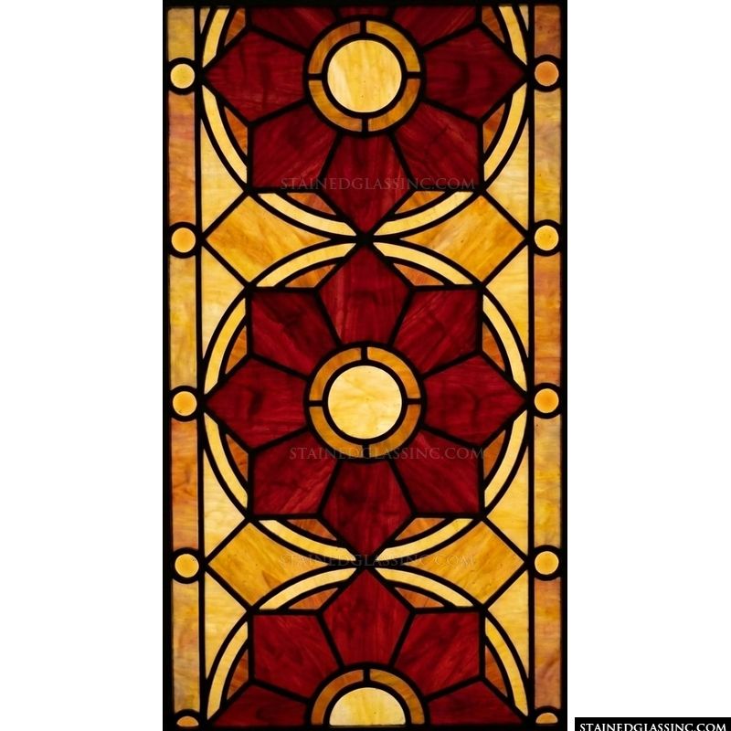 Geometric Floral Medallions in Crimson and Amber