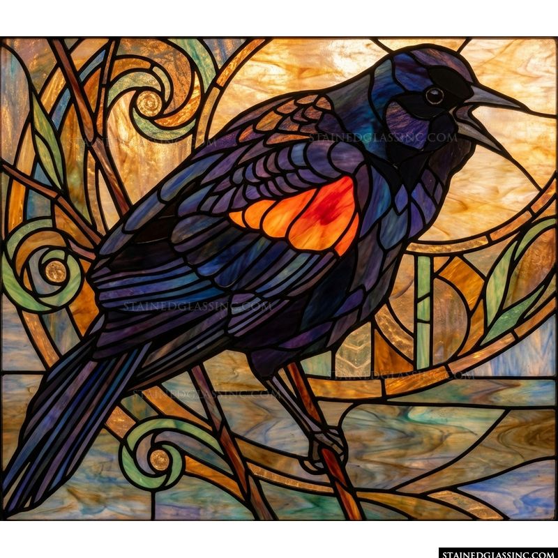 Red-Winged Blackbird in Golden Light