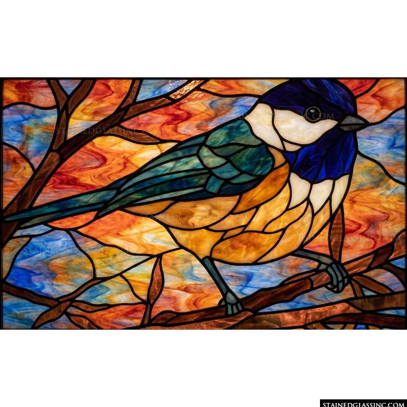 Chickadee Perched in Autumn Branches