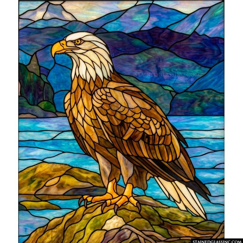 Majestic Bald Eagle Over Mountain Lake
