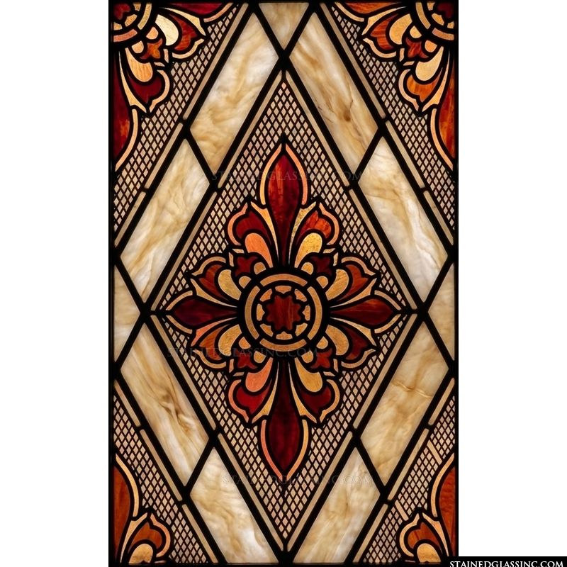 Fleur-de-Lis Medallion in Crimson and Amber
