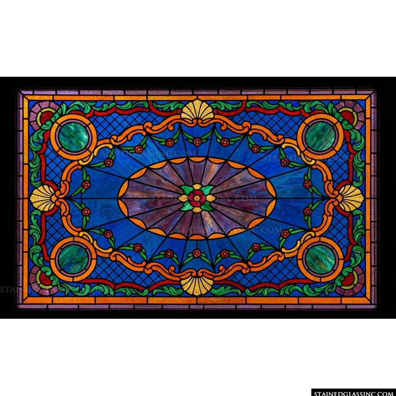 Victorian Floral Medallion in Cobalt and Amber