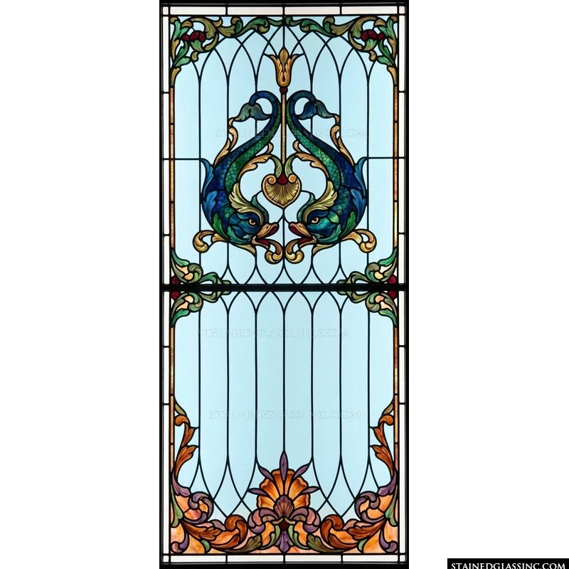 Dolphin Heraldry and Acanthus Scroll