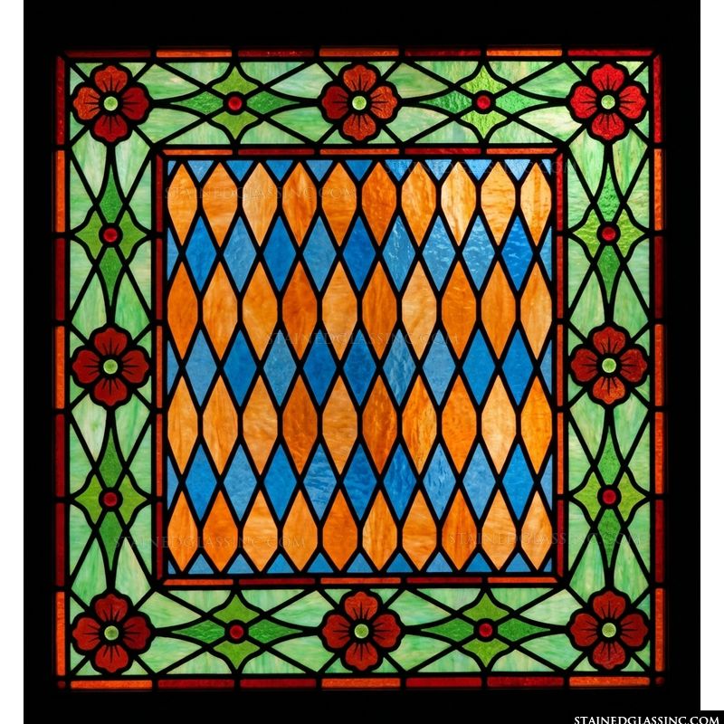 Diamond Lattice with Floral Border