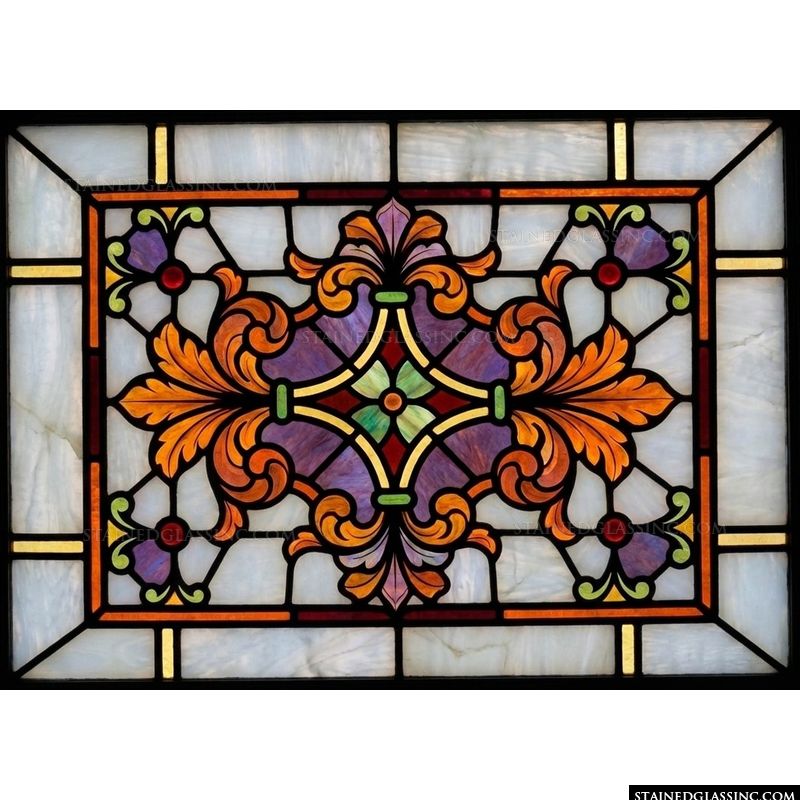 Acanthus Scrollwork in Amber and Violet