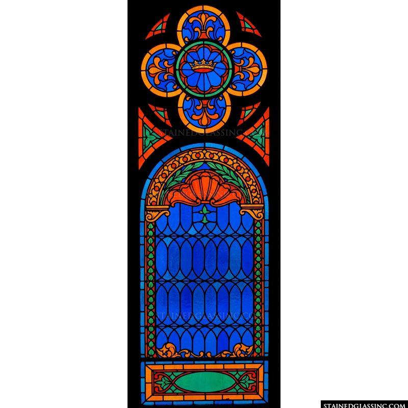 Crown and Foliate Arched Medallion