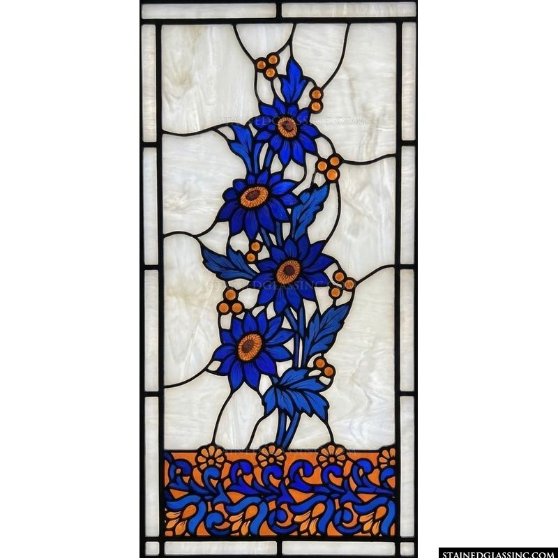 Cobalt Floral Spray on Opal