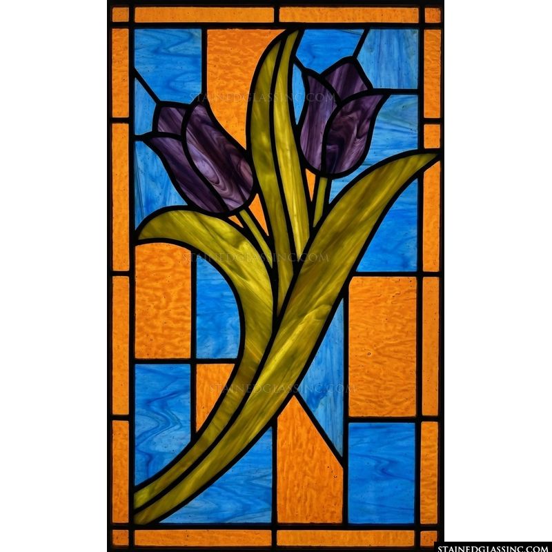 Purple Tulips in Amber and Azure