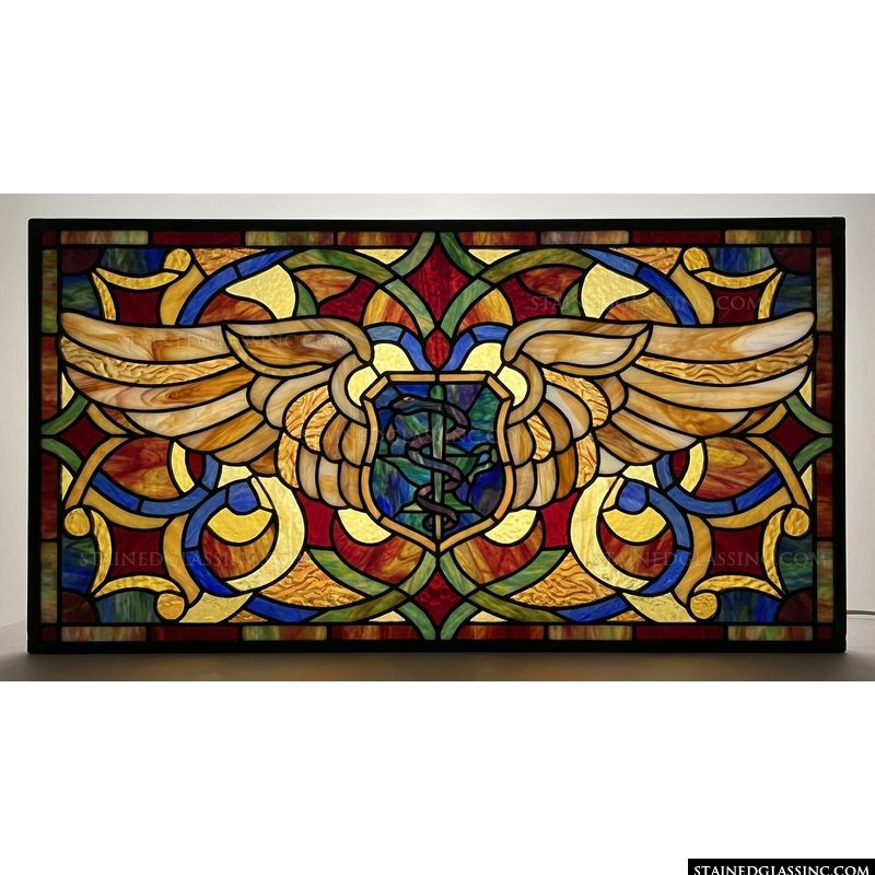 Caduceus Crest with Radiant Wings