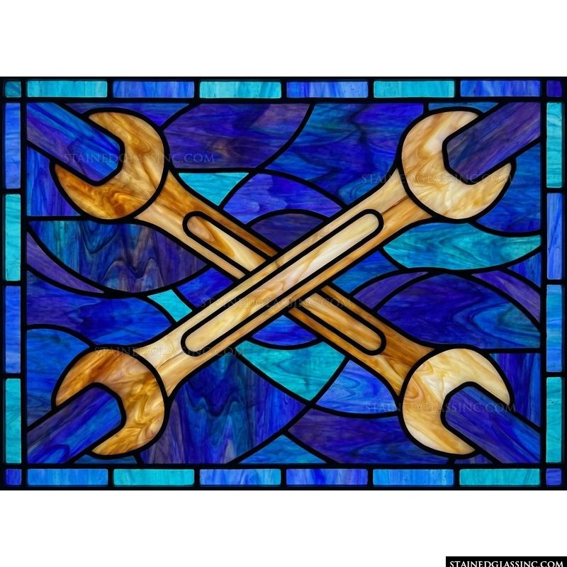 Crossed Wrenches in Blue