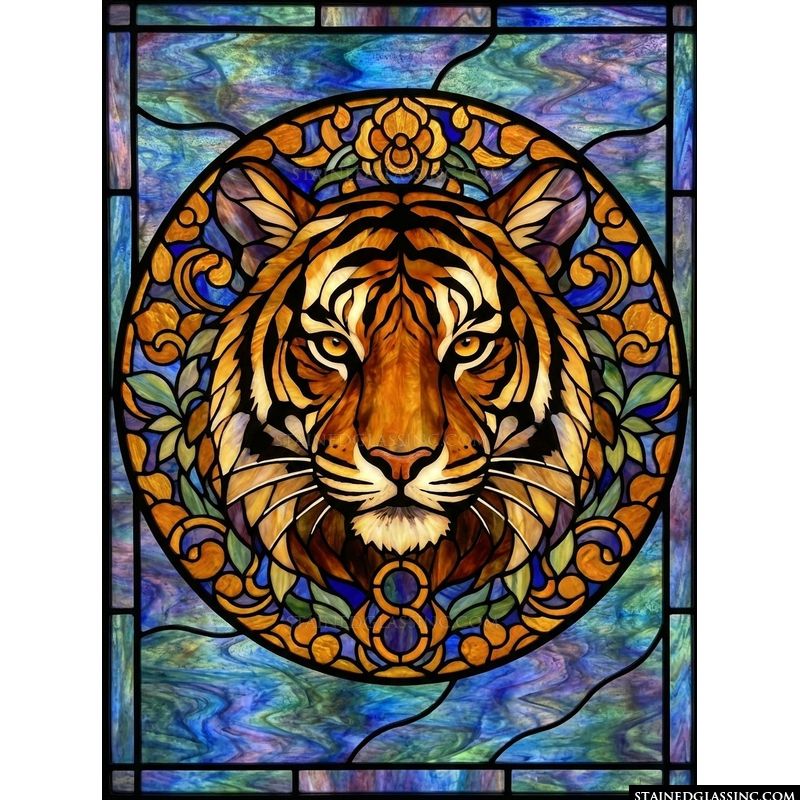 Tiger Medallion in Amber and Cobalt