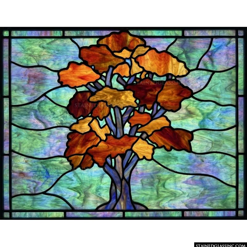 Autumn Tree in Verdant Landscape