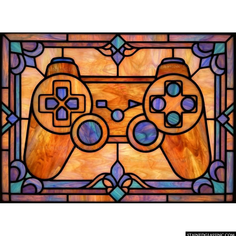 Retro Gaming Controller in Amber and Azure