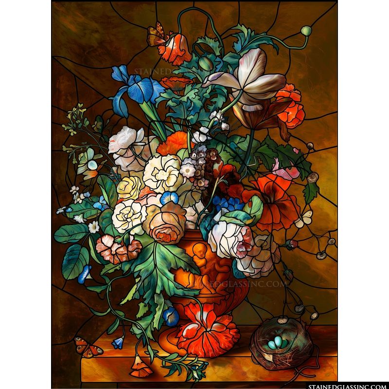 Floral Still Life with Cherub Urn